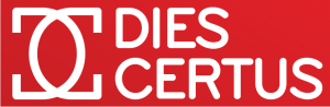 dies certus logotipo com fundo vermelho